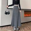 Women's Solid Color Knitted Midi Skirt In Gray and Black Colors