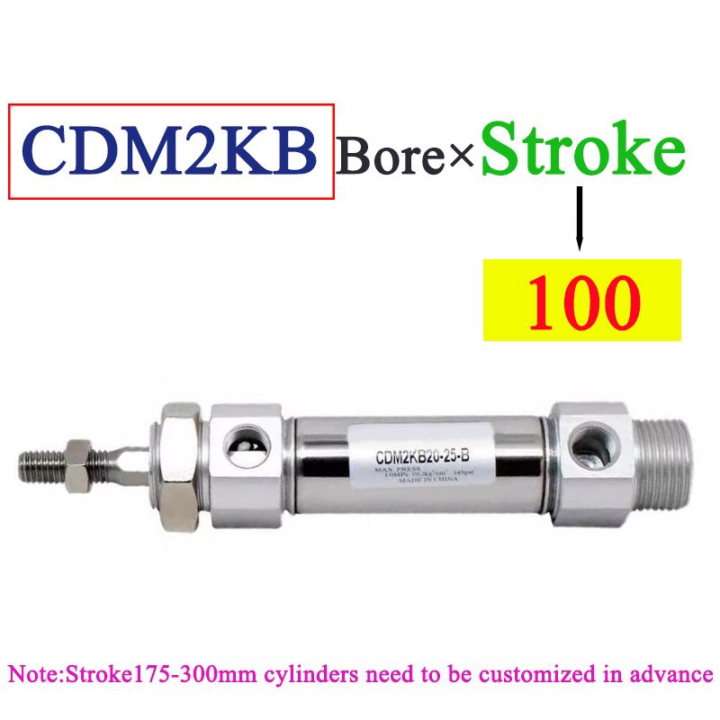 Stainless Steel Pneumatic Cylinder CDM2KB Mini Hexagonal Piston Rod Anti Rotation CDM2KB20/25/32/40-50X75X100X150X200X300