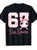 Coquette Bow Number 67 Funny Meme Pink Floral Women Girls Unisex T-Shirt S-XXXL Unisex, Perfect for Party, Festival & Seasonal Wear, Crew Neck, Regula