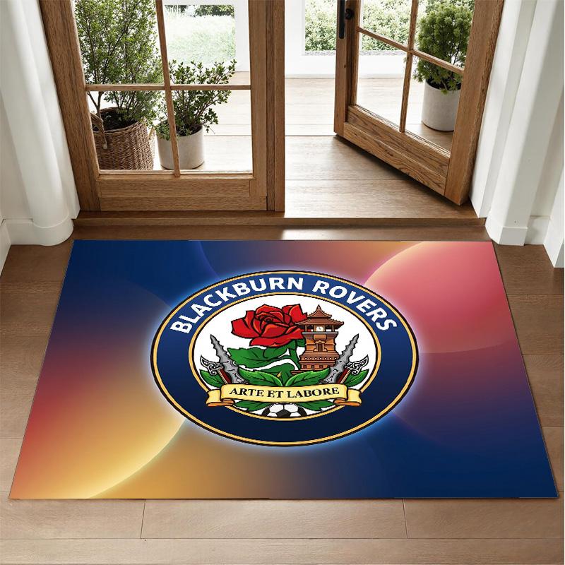 Blackburn Rovers Football Design Crystal Velvet Rug Soft Decorative Mat for Bedroom Entrance