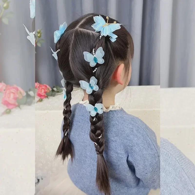 Handmade Butterfly Pearl Chain Braided Hairpin: Fairy Princess Style