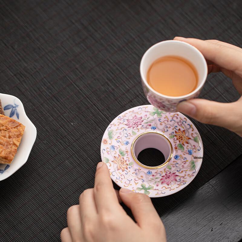 Sush Ceramic Enamel Palace Style Individual Teacup & Saucer Gift Set