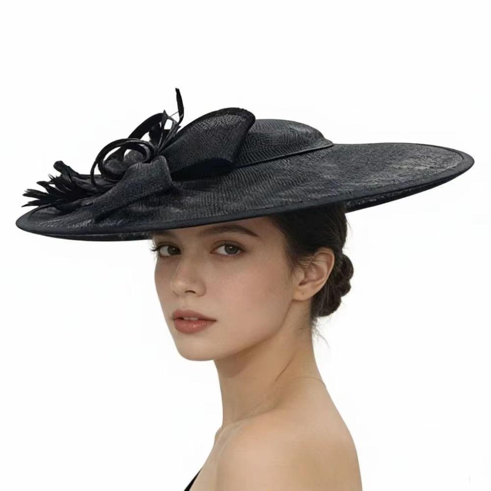 Elegant Mesh Bow Headband French Tea Party Hat Retro Bride Headdress Stage Performance