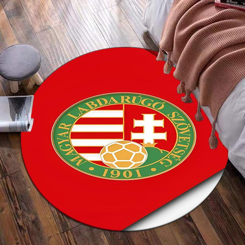 Hungarian Football Emblem Round Rug for Livingroom,Bedroom, Palyroom, Chair Rug, Area Rug, Circle Carpet, Fan Christmas Gift