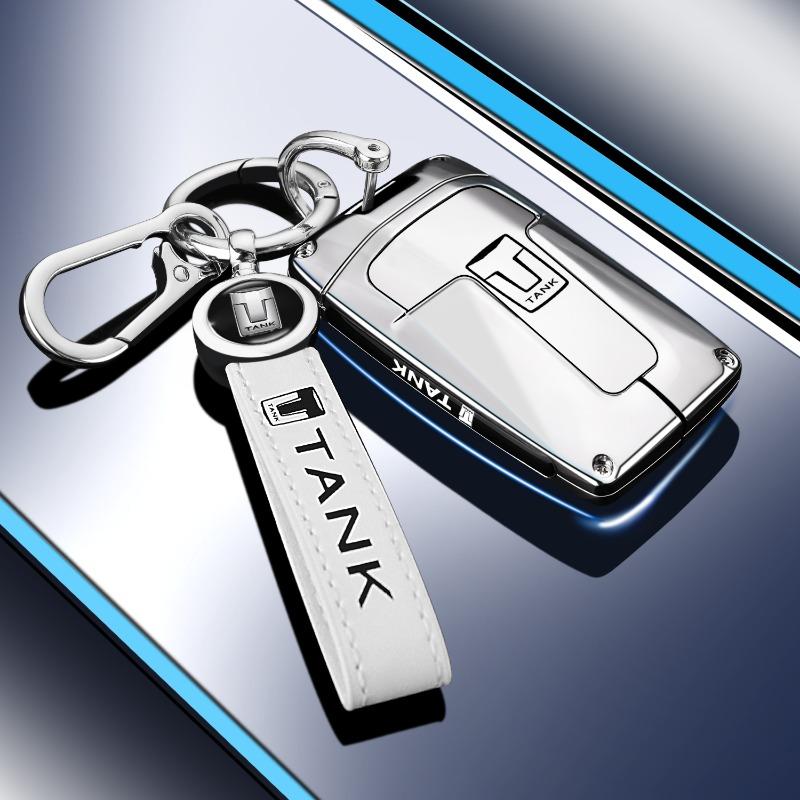 For Tank 300 500 Hi4-T 400 700   Aluminum Alloy Key Fob Cover Case, Metal Key Shell Protector With Keychain