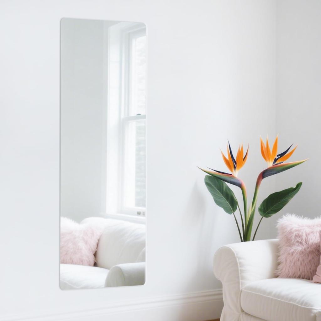 ANDWINT nerozbitné velikost 40cm x lze nalepit bez vrtání zezadu vhodné do skříní Zrcadlo v celé délce, zrcadlo, nalepovací zrcadlo, 120cm, v celé délce