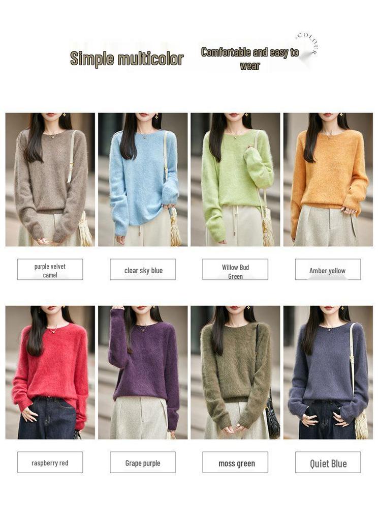 2026 Autumn/Winter Women's Cashmere Wool Long Sleeve Round Neck Knitwear Sweater
