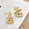 2026 New Trend Five-Pointed Star Pearl Stud Earrings Elegant D-Shape Link Dangle Earrings for Women Fashion Commute Jewelry