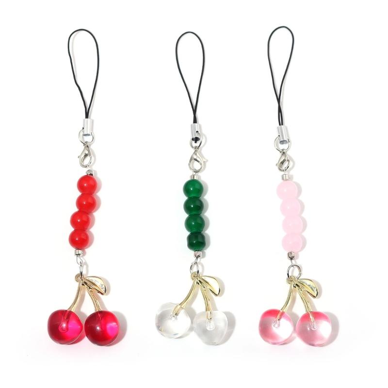 

3Pcs Resin Cherry Charm Phone Lanyard Strap Beaded Phone Chain with Alloy Lobster Clasp for Mobile Accessories Gift 1