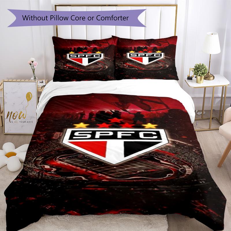 Paulo Fc Emblem Printed Pattern Duvet Cover Set – Includes 1 Duvet Cover and 2 Matching Pillowcases Bedroom Decor Christmas Gifts
