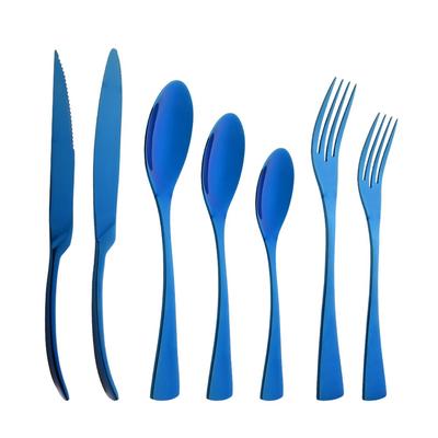 Vajilla espejo 1 Uds. Azul 304 cubiertos de acero inoxidable tenedor cuchillo cuchara postre tenedores cubiertos vajilla para fiesta boda