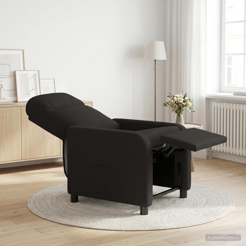 Recliner Chair Black Boucle