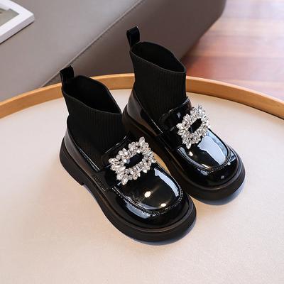New Fashion Simple British Style Rhinestone Girls Short Boots