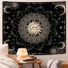 ARTCREATOR Sun and Moon Tapestry, Black Golden Mandala Tapestries Astrology Space Wall Hanging Boho Hippie Decor for Bedroom, Living Room, Ceiling