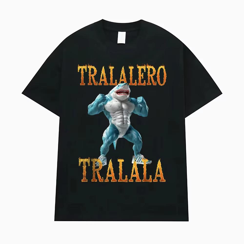 2025 Summer New Hot Tralalero Tralala Funny Shark Graphic Printing Men's and Women's Casual T-shirt O Collar Men's Clothes
