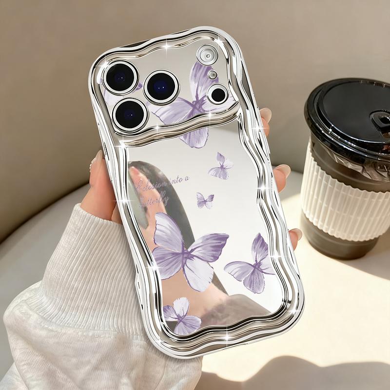 Colorful Butterfly Phone Case For iPhone 17 Pro Max Air 16e 16 15 14 13 Pro Max 12 11 Shockproof Luxury Plating Soft TPU Cover