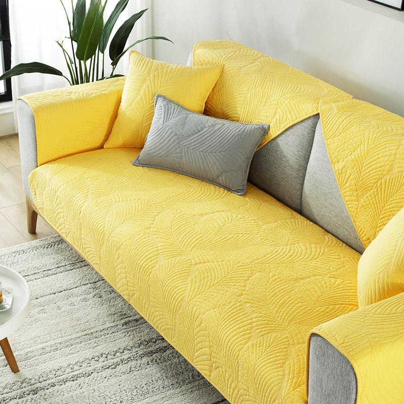 Simple Solid Color Sofa Cushion Four Seasons Pure Cotton Fabric Non-slip Cotton Seat Cushion Universal Modern Sofa Cover Cover