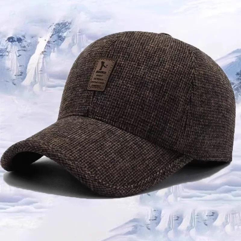 Winterverdickte Herren Schiebermütze mit Ohrenschutz für Mittelalte und Ältere