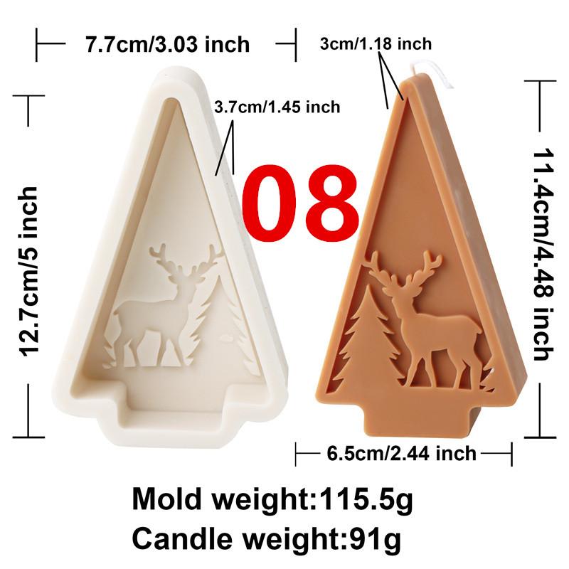 Minimalist Triangle Christmas Tree Silicone Candle Mold DIY Snowflake Elk Designs Soap Candles Gypsum Christmas Home Ornament