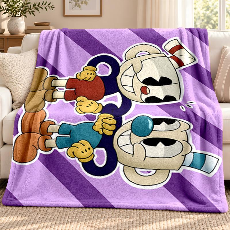 Cuphead Decke Flanelldecke Weiche Gemütliche Plüschdecke für Sofa Bett Leichte Heimdekoration Outdoor Camping