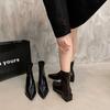 Winter Street Style Pointed Toe Women Ankle Boots Thick Heels Shoes Female Vintage Short Booties Zapatos De Muje