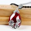 Chaîne de pull rétro Chalscedi goutte d'eau rose pendentif chaîne de cou femme pas tombé calcédoine