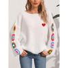 Women’s Pullover: Autumn/Winter Women’s Off-the-Shoulder, Loose-Fit Top with a Straight Neckline – Random Assortment of Colours, Crocheted Design