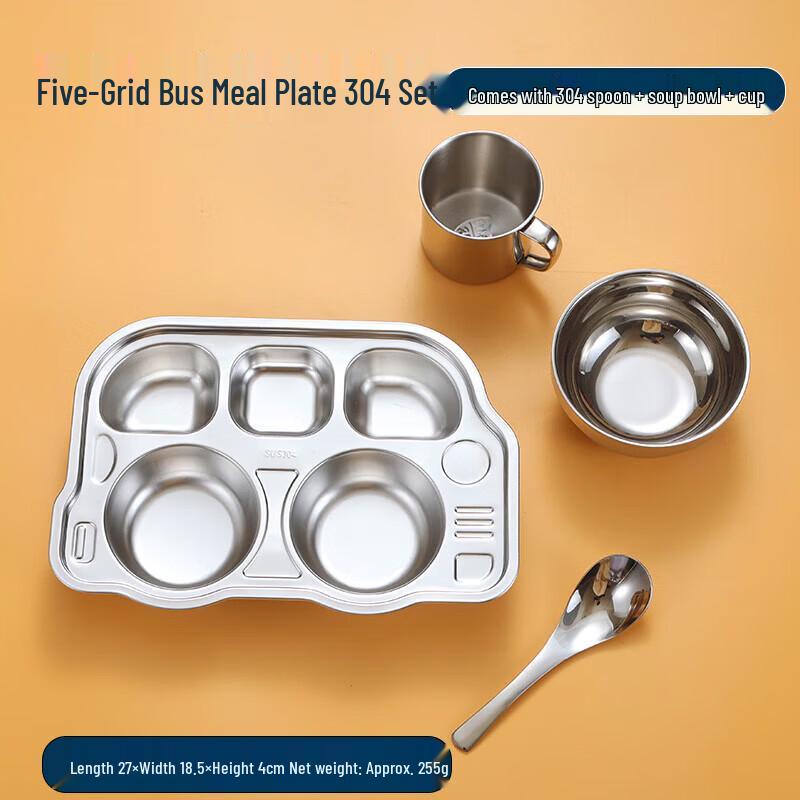 Kids Cartoon Stainless Steel Divided Plate