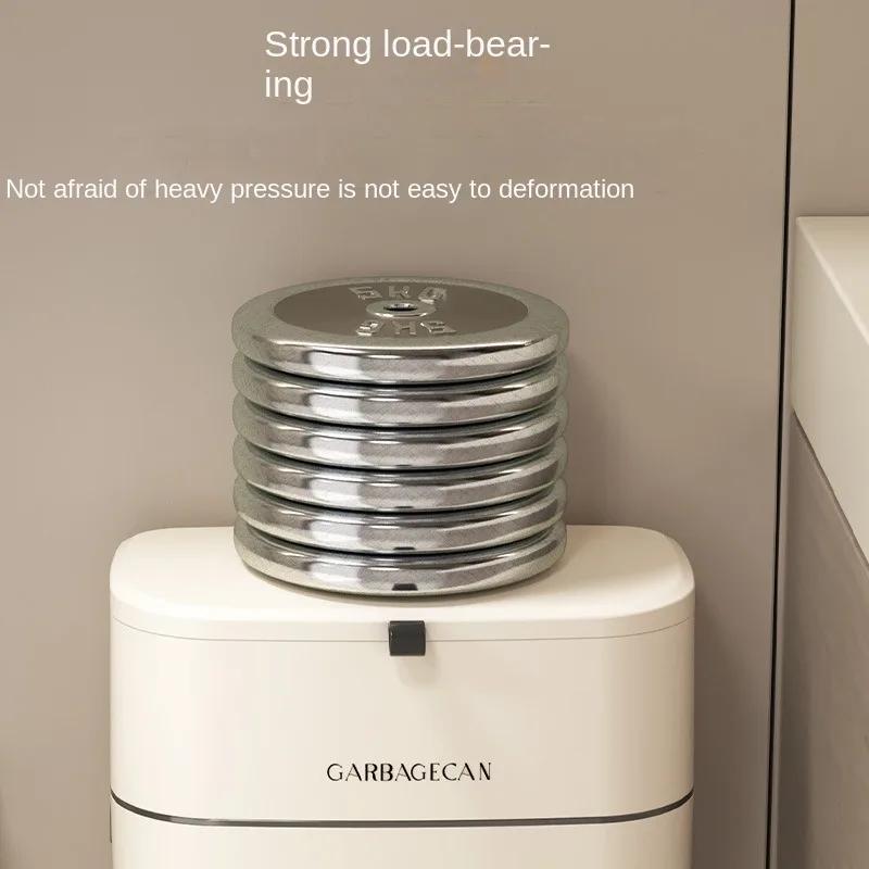Kitchen Hanging Trash Can Household Cream White Traceless Adhesive Cabinet Trash Basket with Lid Household Wall Hanging Ins