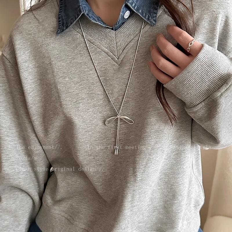 Elegant Double-Layer Long Sweater Necklace for Women