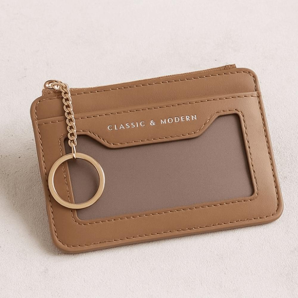 Simple With Keychain Hanging Card Bag PU Leather Thin Pocket Coin Purse Multifunction Waterproof Multi-card Wallet Gifts