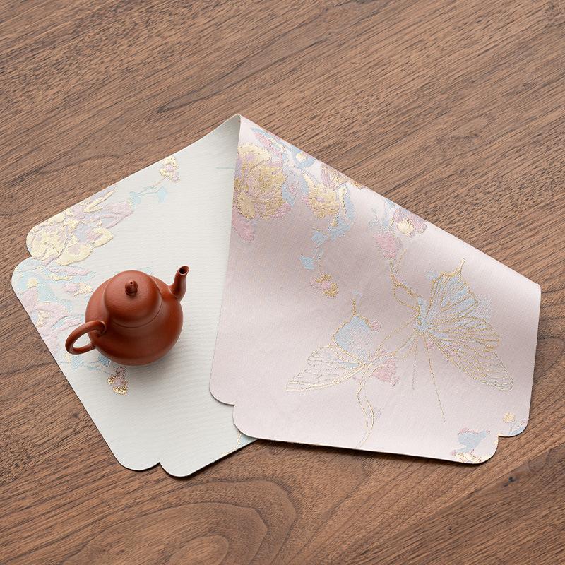 Chinese Style Waterproof Double-sided Dry Brocade Tea Mat Handmade Fabric Retro Teapot Table Mat Cup Mat Tea Table Cloth New