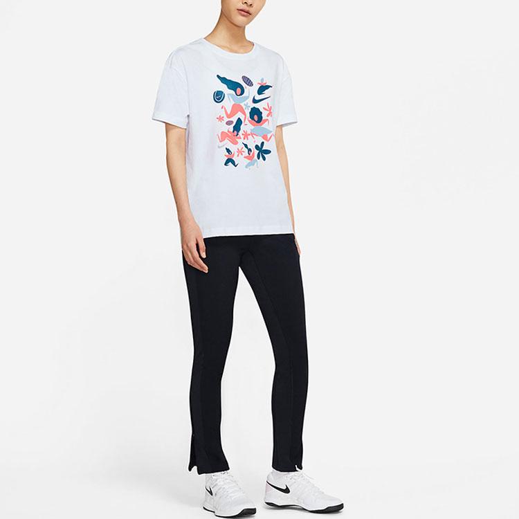 Nike Logo Print Comfortable Casual Round Neck Sports Short Sleeve T-Shirt Women Tops White DC8929-100