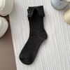 2025 New Turn-Up Cuff Socks with Hand-Sewn Buttons INS Causal Decorative Mid-Calf Cotton Socks for Girle Trendy Crew Socks