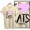 COOLMIND 100% cotton BEIGE cat print exclusive graphic women T shirt big size loose cotton cat lover women tshirt LOVELY cat tee
