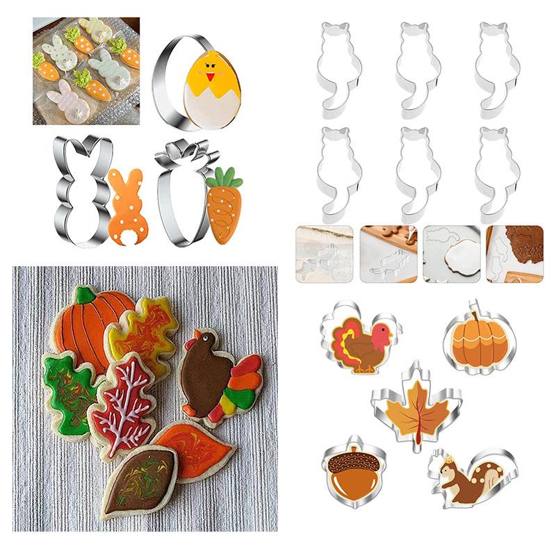 Premium Stainless Steel Cookie Cutters Set: Bunny Egg Chick Shapes Ideal for Easter Baking Pastry and Fondant Decorations