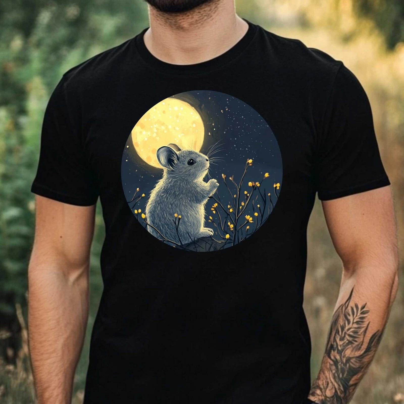 T-Shirt Herren Chinchilla im Mondlicht Motiv Baumwolle Größe XS bis 5XL XS