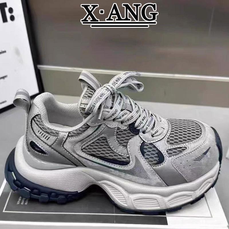 Little Monster Leather Dad Shoes Women's Thick-soled Heightening Women's Shoes 2025 New Autumn and Winter Versatile Casual Sports Shoes