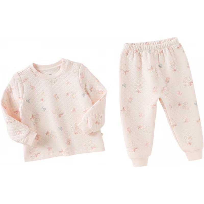 David Bella Girls' Quilted Cotton Pajama & Underwear Set