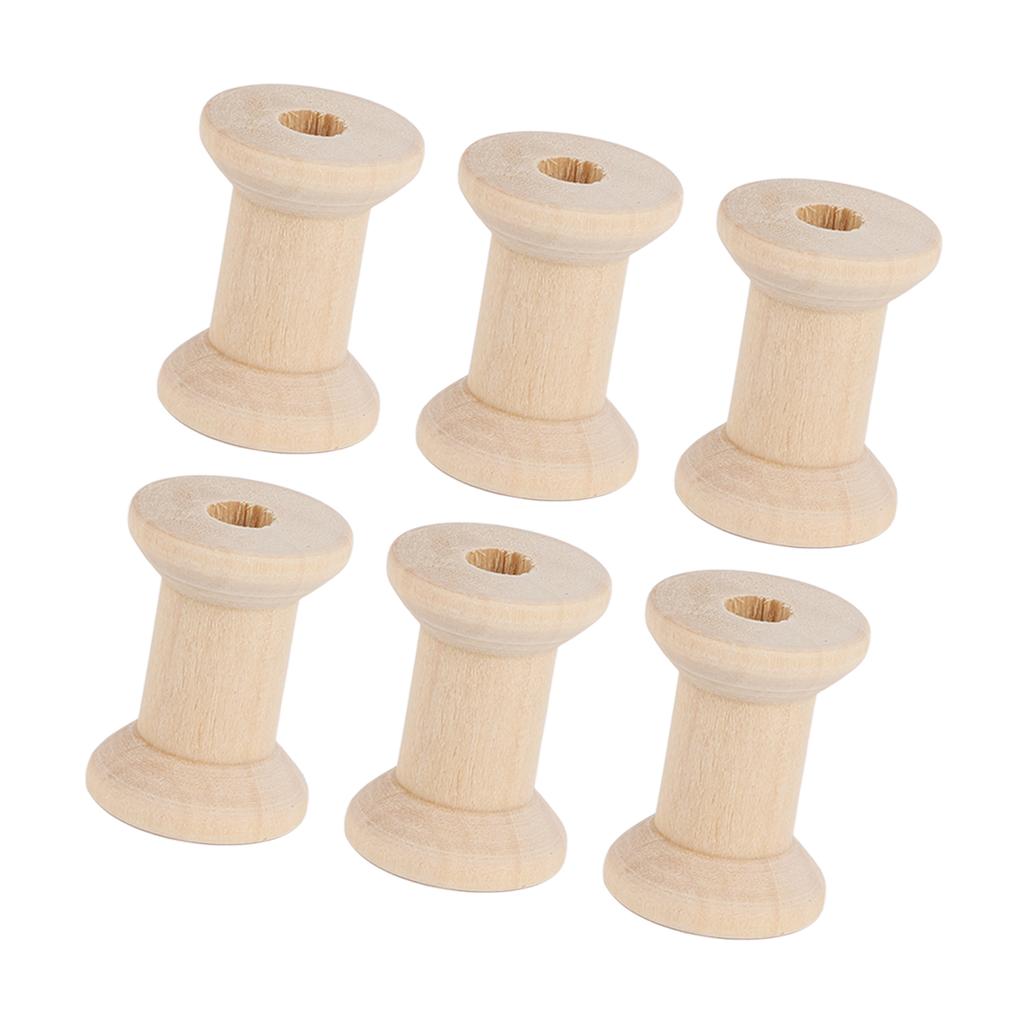 50pcs Wood Spools Polished Recyclable Retro Empty Spools Wooden Thread Spools for Crafts Arts