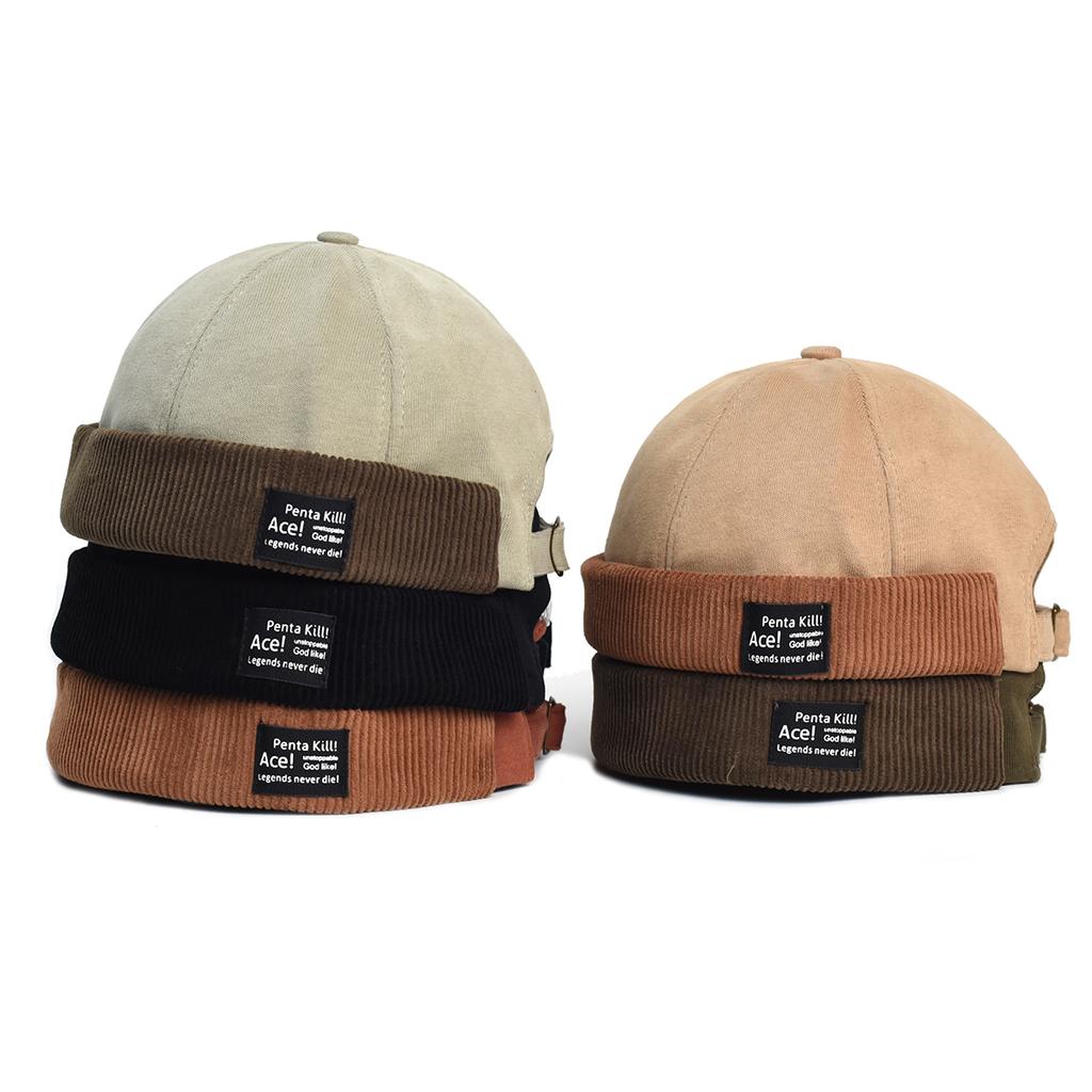 Beanie Hat Without Visor Docker Brimless Hats Dome Corduroy For Men Women Y2K Vintage Retro Streetwear Winter Autumn Cap