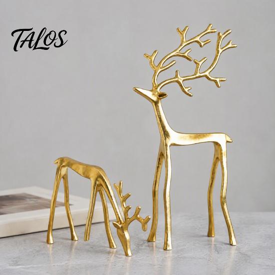 Modern Alloy Sculptures Christmas Reindeer Statue, Small Deer Sculpture Figurine, Elegant Contemporary Home Accessories Holiday Decor for Tabletop,