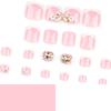 French White Edge Rhinestone Press-On Toenails with Flower Nail Art - Super Sparkly Nail Tips