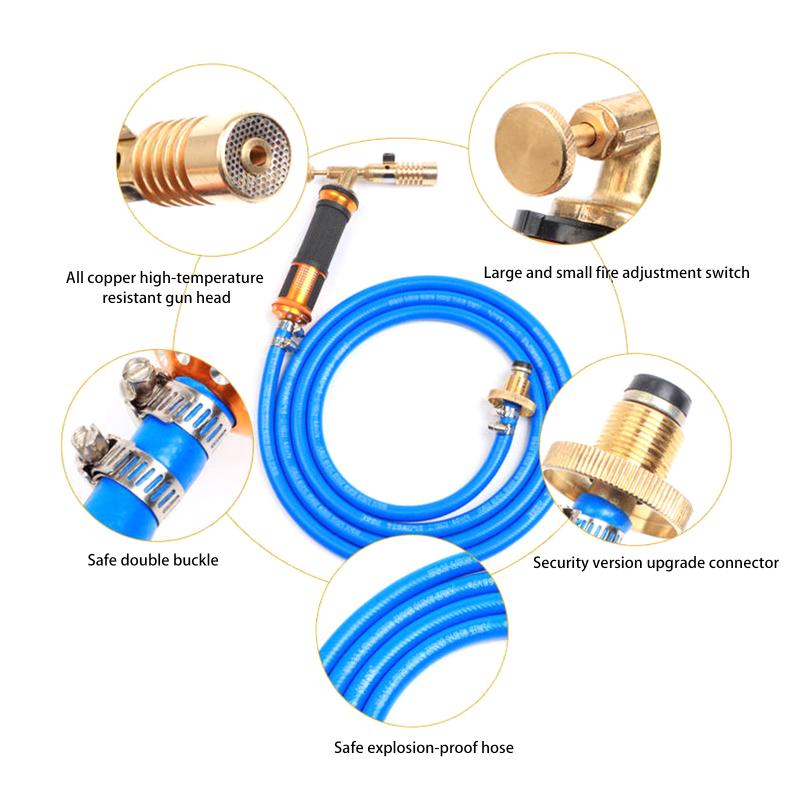2.5M Flame Welding Torch Copper Aluminum Soldering Tool Liquefied Propane Gas Torch For Metal Melting Home Repair
