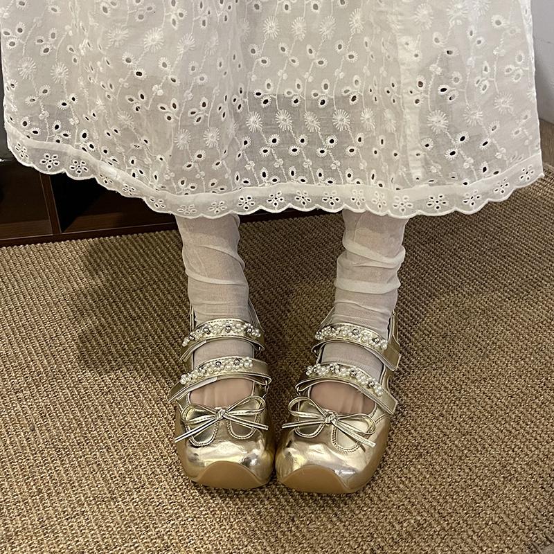 Fashion Ladies Shoes 2025 New Closed Toe Women's Sandals Fashion Butterfly-knot Dress New Crystal String Bead Best Seller Flat Sandals