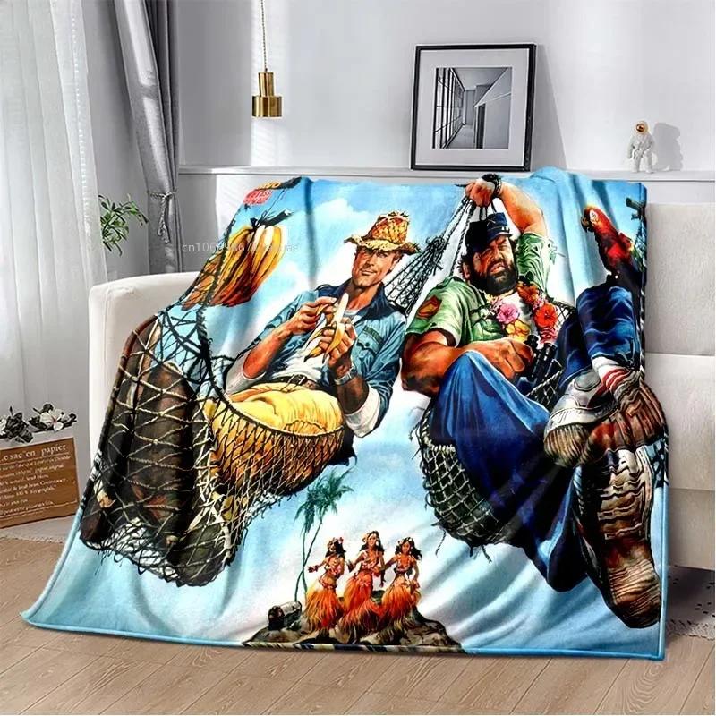 Grafická deka pro miminka Terence Hill a Bud Spencer Měkká domácí ložnice Postel Kancelářský přehoz Dekorace Pohodlné přehozy Děti