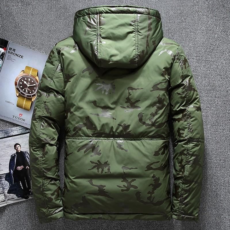 Mens Short Down Jacket Winter Outdoor Warm Hooded Coat Casual Youth Fashion
