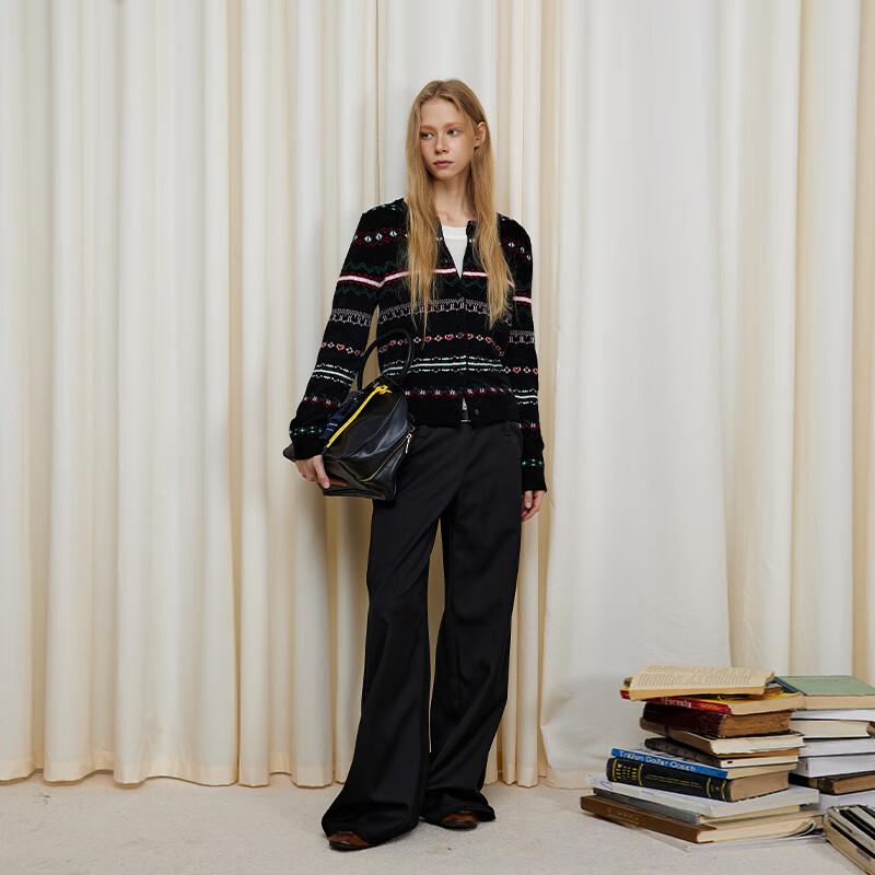 GREEN BELT Men's Fair Isle Wool Knit Cardigan