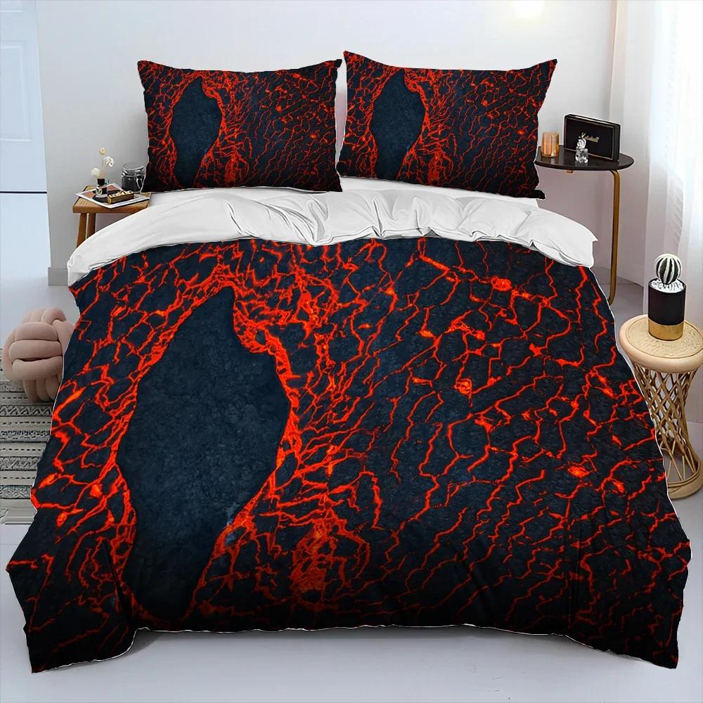 3D Volcano Lava Magma Comforter Bedding SetDuvet Cover Bed Set Quilt Cover PillowcaseKing Queen Size Bedding Set Adult Child