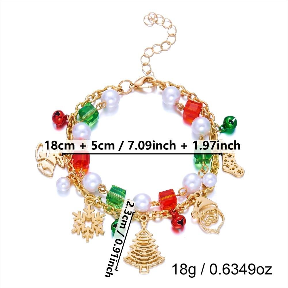 Imitation Pearl Christmas Beaded Bracelet Alloy Christmas Jewelry  Holiday Outfit Accessories